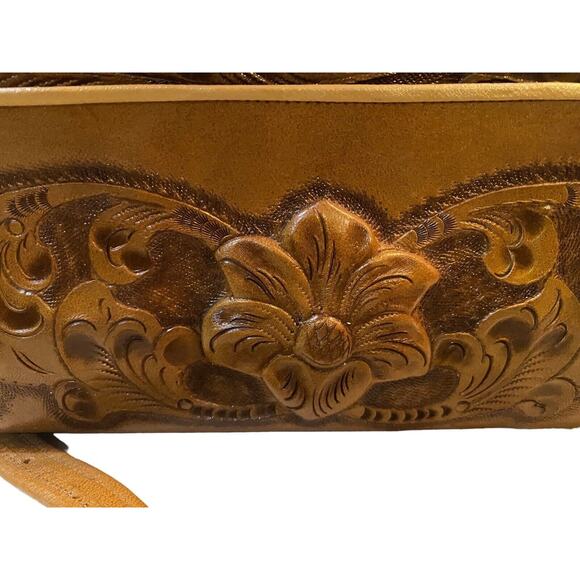 LOPEZ CAMACHO LEATHER HANDBAG, Hand Made In Mexico Indian Flower Excellent Cond - Picture 6 of 13